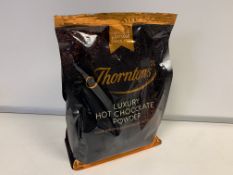 15 X 1.6KG THORNTONS LUXURY HOT CHOCOLATE POWDER BB 02/21 RRP £21.99 EACH