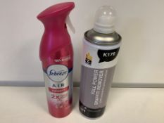 12 X BRAND NEW FABREEZE AIR FINITY 300ML SPRAYS AND 12 X BRAND NEW FULL POWER GRAFFITTI REMOVER