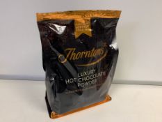 20 X 1.6KG THORNTONS LUXURY HOT CHOCOLATE POWDER BB 02/21 RRP £21.99 EACH