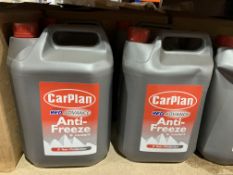 16 X BRAND NEW CARPLAN RED ADVANCE ANTI FREEZE AND COOLANT 5 LITRE TUBS