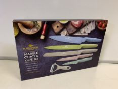 4 X BRAND NEW BLACKMOOR HOME MARBLE COATED 6 PIECE KNIFE SETS