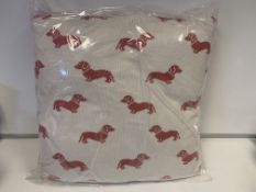 4 X BRAND NEW EMILY BOND DACHSHUND CUSHIONS RED RRP £30 EACH