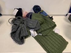 (NO VAT) 23 X CHILDRENS SCARFS, 23 X CHILDRENS HATS AND 10 X PAIRS OF MITTENS IN 1 BOX