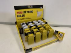 144 X BRAND NEW TOOL TECH MINI RULER KEY RINGS IN 2 BOXES WITH DISPLAY CASE