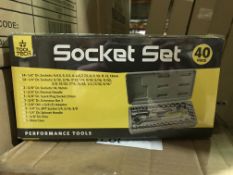 2 x BRAND NEW BOXED TOOL TECH 40 PIECE SOCKET SETS