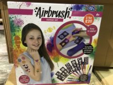 6 X BRAND NEW BOXED AIRBRUSH TATTOO SET. INCLUDES BATTERY OPERATED AIRBRUSH SPRAYER. CONTAINS 10 x