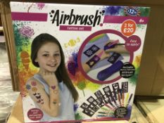 6 X BRAND NEW BOXED AIRBRUSH TATTOO SET. INCLUDES BATTERY OPERATED AIRBRUSH SPRAYER. CONTAINS 10 x