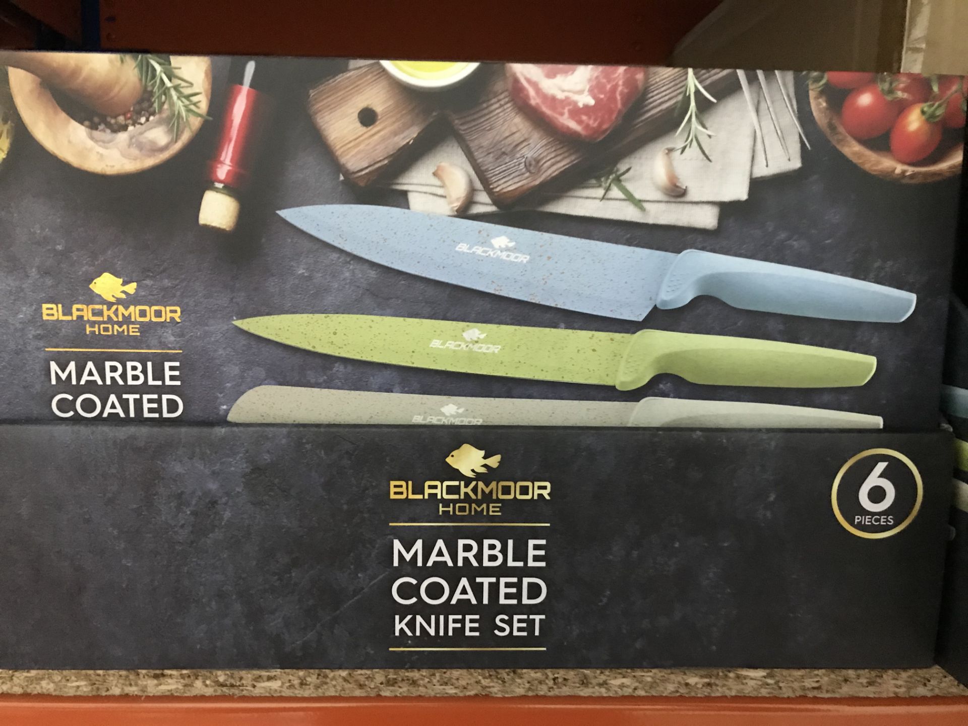 BRAND NEW BLACKMOOR HOME 6 PIECE MARBLE COATED KNIFE SET