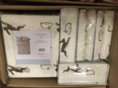 BRAND NEW EMILY BOND DOUBLE DUVET SET WITH RABBIT AND HARE DETAIL