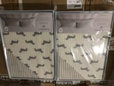 BRAND NEW EMILY BOND KING SIZE DUVET COVER SET WITH DACHSHUND DETAIL COLOUR GREY