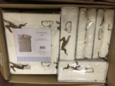 BRAND NEW EMILY BOND SUPER KING SIZE DUVET SET WITH RABBIT AND HARE DETAIL