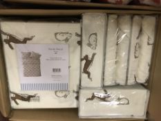 BRAND NEW EMILY BOND DOUBLE DUVET SET WITH RABBIT AND HARE DETAIL