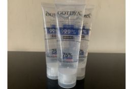 200 X BRAND NEW GOTDYA 80ML BOTTLES OF RINSE FREE HAND SANITISER IN 4 BOXES