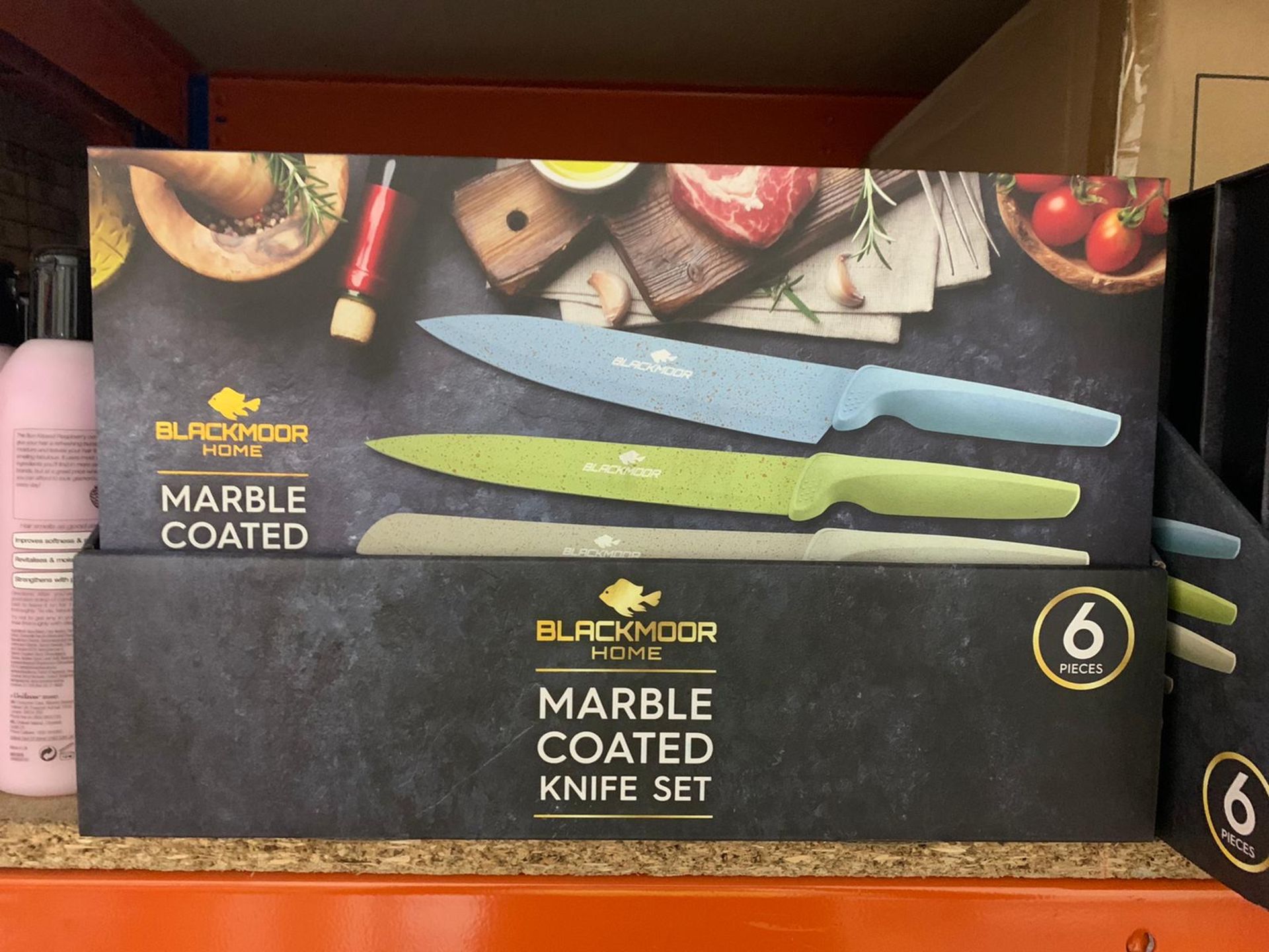 4 x NEW BLACKMOOR HOME MARBLE COATED KNIFE SETS (18+ ONLY - ID REQUIRED)