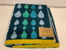 10 X BRAND NEW BOXED DONNA WILSON RAIN DROPS MULTI GREEN BATH SHEET TOWELS 100 X 150CM RRP £36 EACH