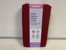 18 X BRAND NEW TESCO 100% COTTON FITTED SHEETS BERRY
