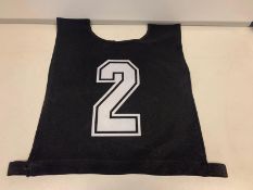 30 X BRAND NEW GREEN POLYESTER BLACK RUGBY BIBS NUMBERED 1-15