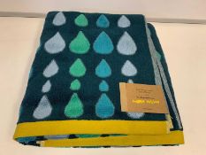 10 X BRAND NEW BOXED DONNA WILSON RAIN DROPS MULTI GREEN BATH SHEET TOWELS 100 X 150CM RRP £36 EACH