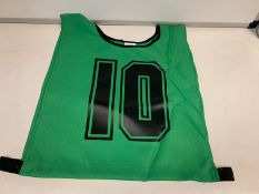 45 X BRAND NEW GREEN POLYESTER GREEN RUGBY BIBS NUMBERED 1-15