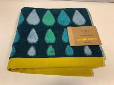 30 X BRAND NEW BOXED DONNA WILSON RAIN DROPS MULTI GREEN HAND TOWELS 50 X 90CM RRP £14 EACH