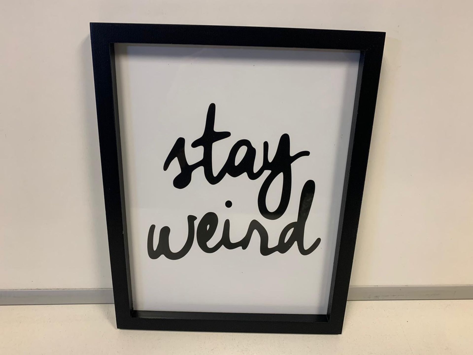 30 X BRAND NEW BOXED STAY WEIRD FRAMED ARTWORK IN 5 BOXES