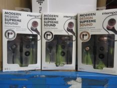 3 X INTEMPO MODERN DESIGN SUPREME SOUND ALUMINIUM EARPHONES