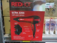 RED HOT PROFESSIONAL HAIR STYLING ULTRA 2200 DIFFUSER HAIR DRYER