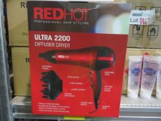 RED HOT PROFESSIONAL HAIR STYLING ULTRA 2200 DIFFUSER HAIR DRYER