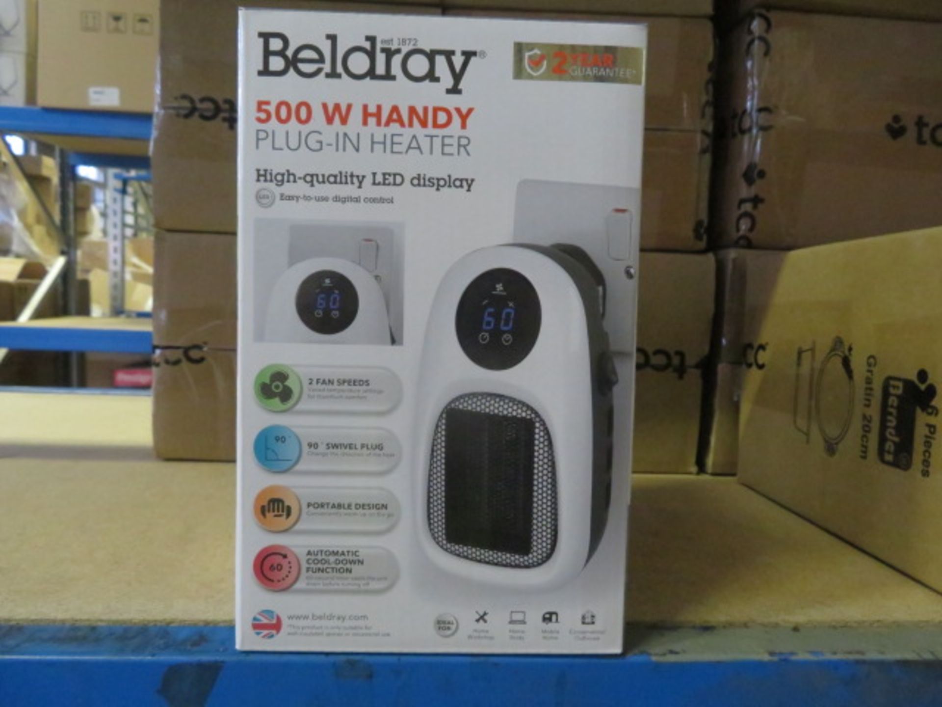 2 X BELDRAY 500 WATT HANDY PLUG IN HEATERS