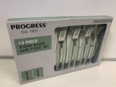 PROGRESS 12 PIECE STEAK KNIFE AND FORK SET