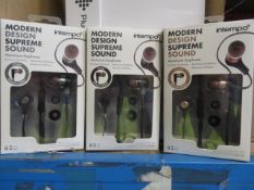 3 X INTEMPO MODERN DESIGN SUPREME SOUND ALUMINIUM EARPHONES