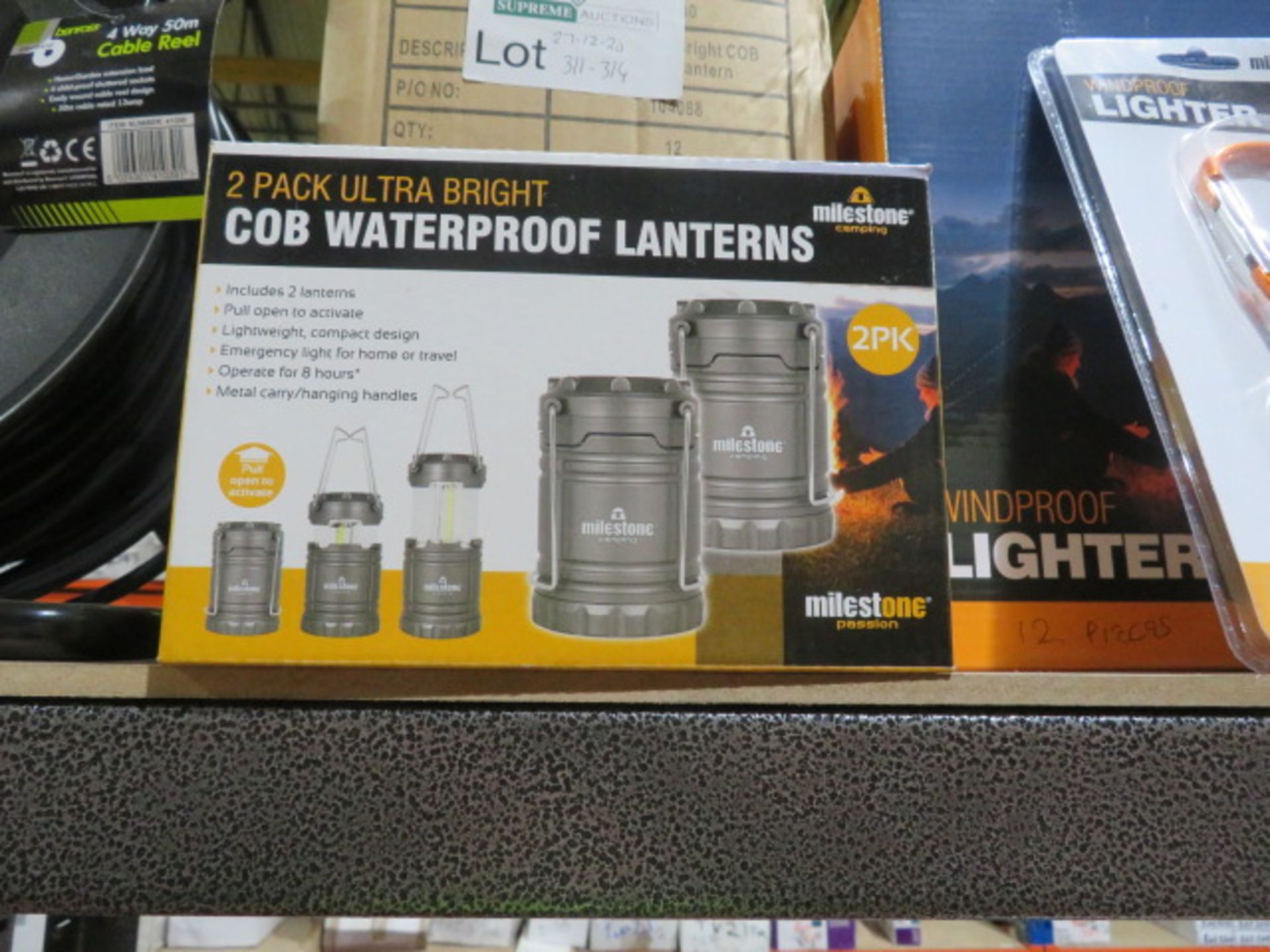 4 X PACKS OF 2 MILESTONE ULTRA BRIGHT COB WATERPROOF LANTERNS