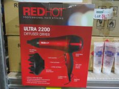 RED HOT PROFESSIONAL HAIR STYLING ULTRA 2200 DIFFUSER HAIR DRYER