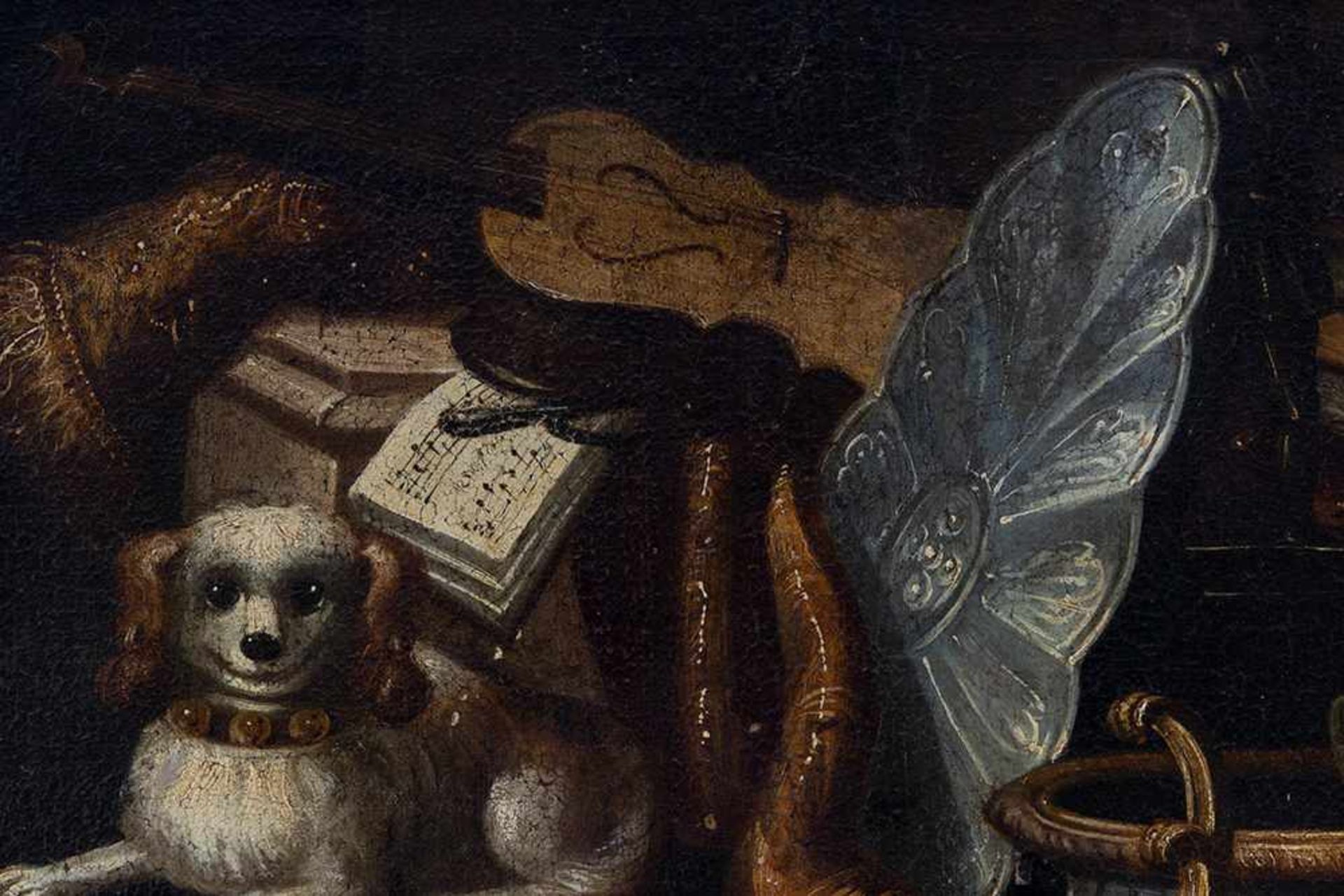 Escuela napolitana de finales del siglo XVII. Seguidor de Francesco Noletti. "Bodegón con perrito" - Image 4 of 4