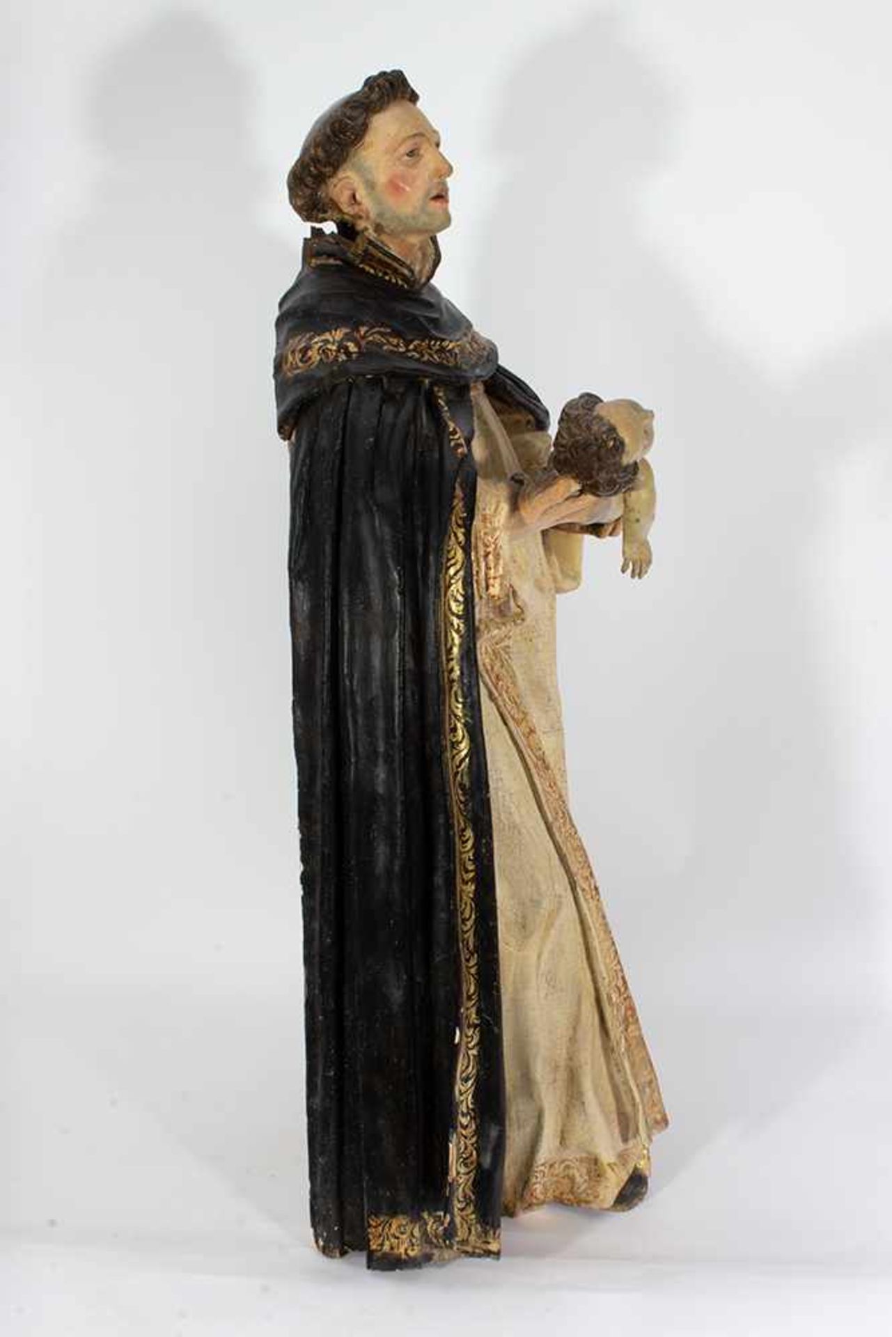Escuela española del siglo XVII. "San Antonio". Escultura en madera tallada y policromada. Magníf - Image 3 of 5