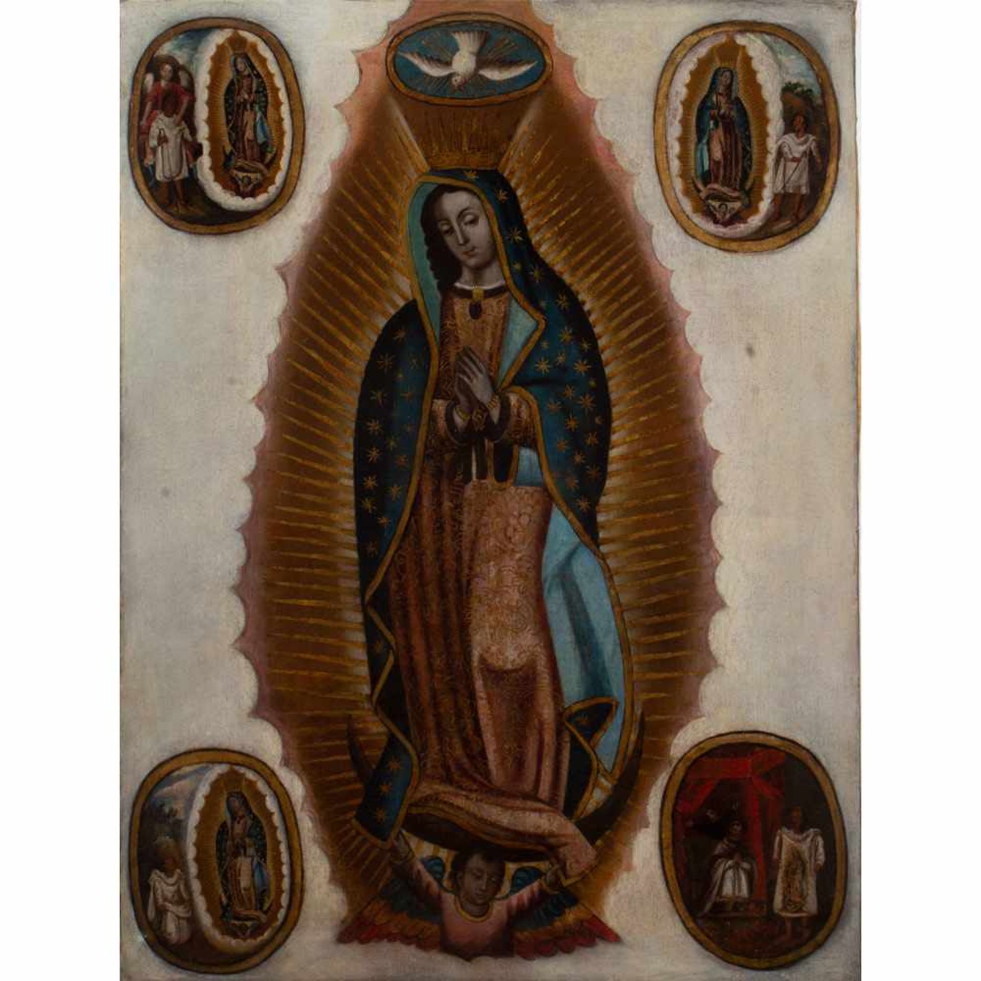Escuela colonial, México, del siglo XVIII. "Virgen de Guadalupe".Escuela colonial, México, de
