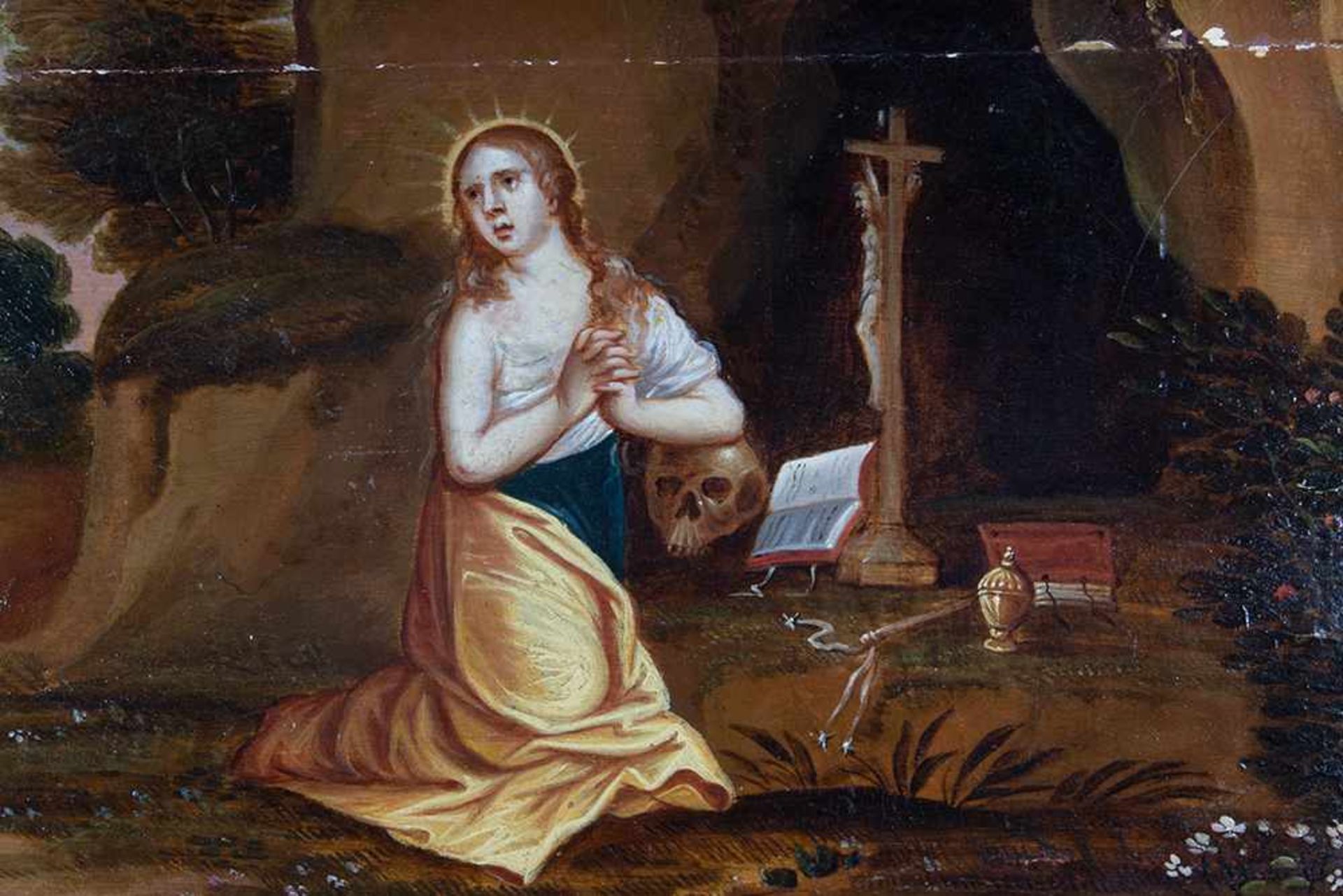 Escuela española del siglo XVIII. "Maria Magdalena penitente".Escuela española del siglo XVII - Image 2 of 4