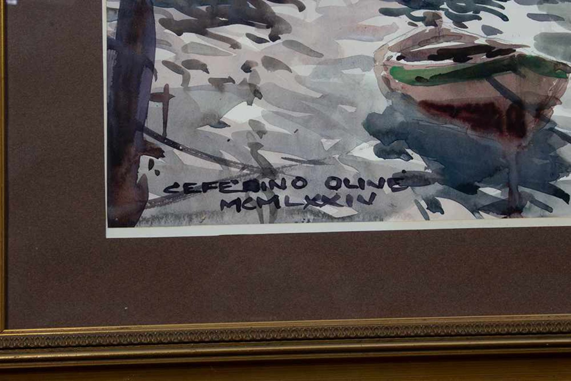 Ceferino Olivé (Reus, 1907-Barcelona, 1995) "Puerto".Acuarela sobre papel.Ceferino Olivé (Reu - Image 2 of 2