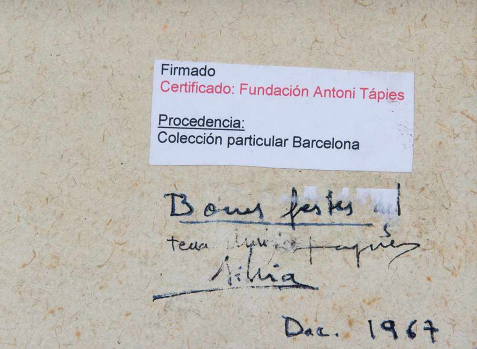 Antoni Tàpies (Barcelona, 1923-2012)"Sin título". Antoni Tàpies (Barcelona, 1923-2012)"Sin título". - Bild 4 aus 4