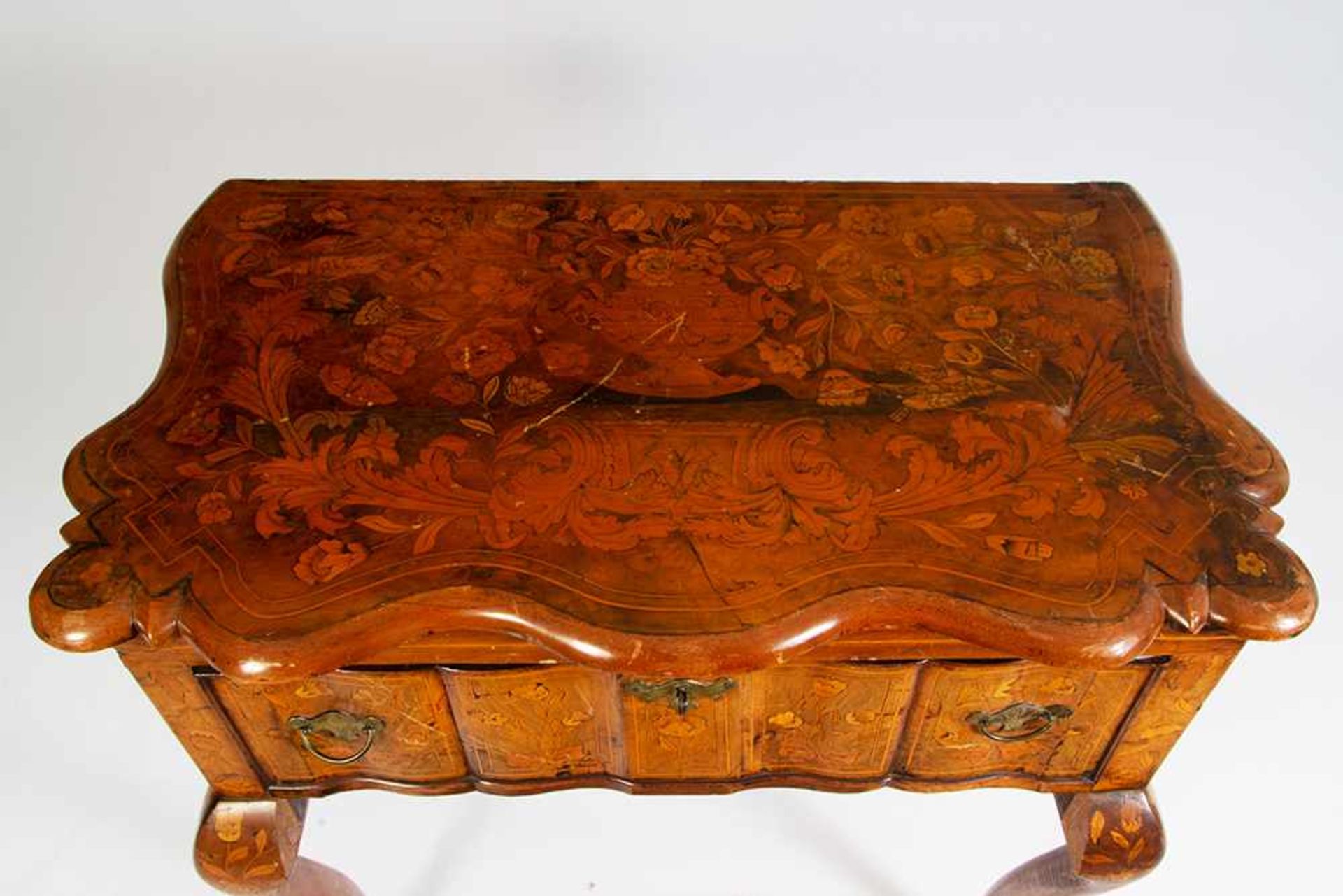 Mesa holandesa en madera de caoba y marquetería floral con un cajón del siglo XIX.Mesa holand - Bild 3 aus 3