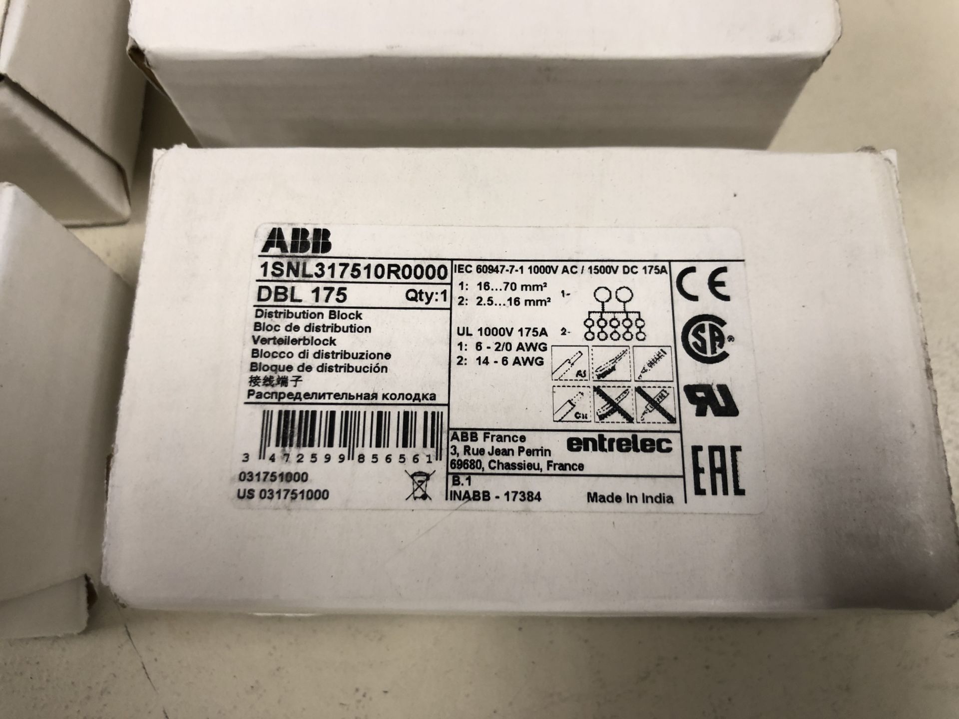 ABB DBL 175 DISTRIBUTION BLOCK SINGLE - Image 2 of 3