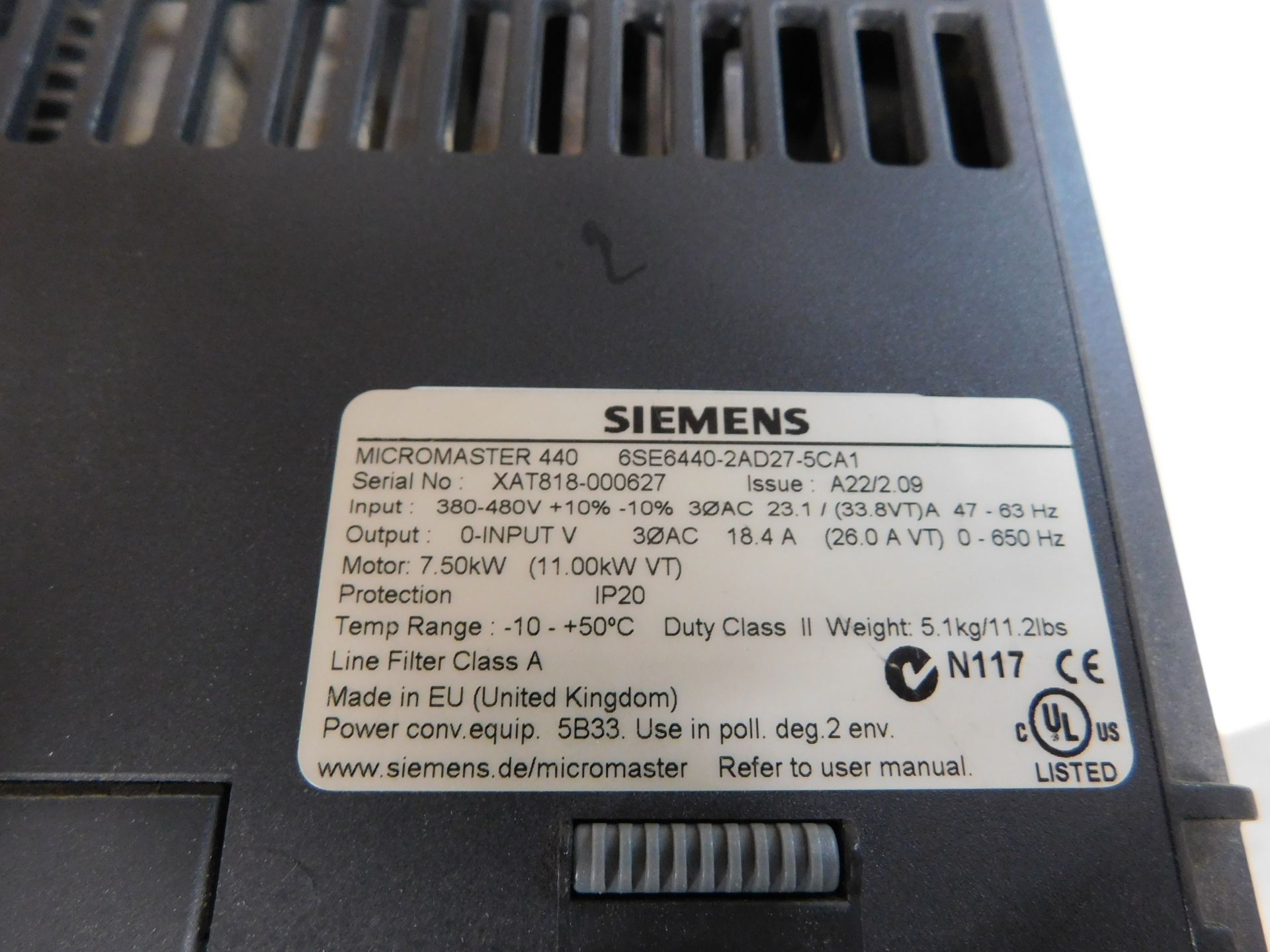 SIEMENS 6SE6440-2AD27-5CA1 DRIVE - Image 3 of 3