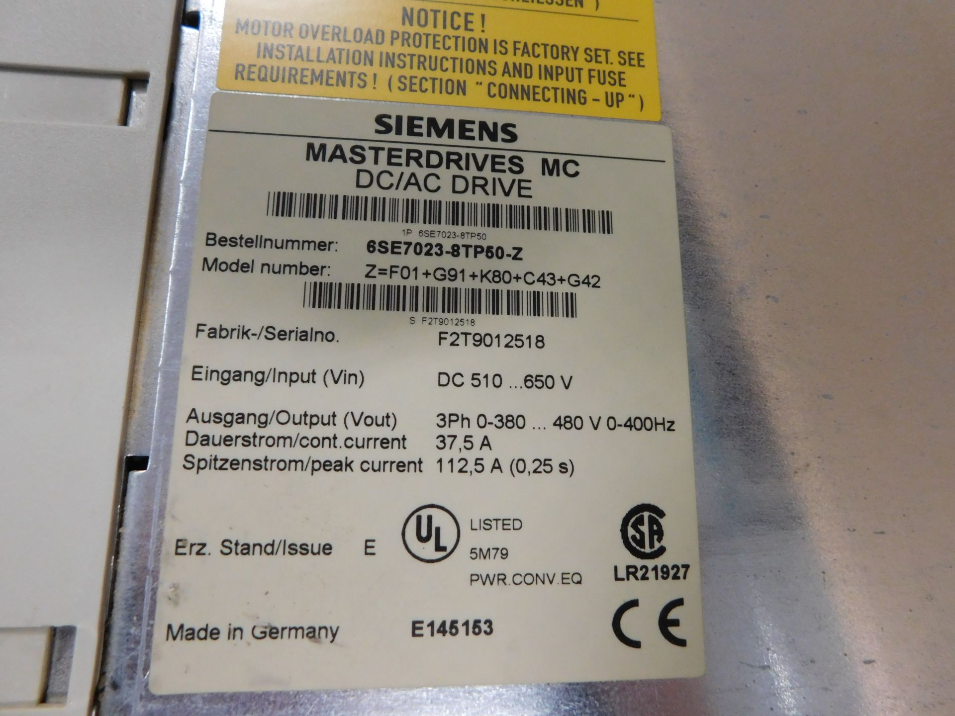 SIEMENS MASTERDRIVES MC - Image 3 of 5