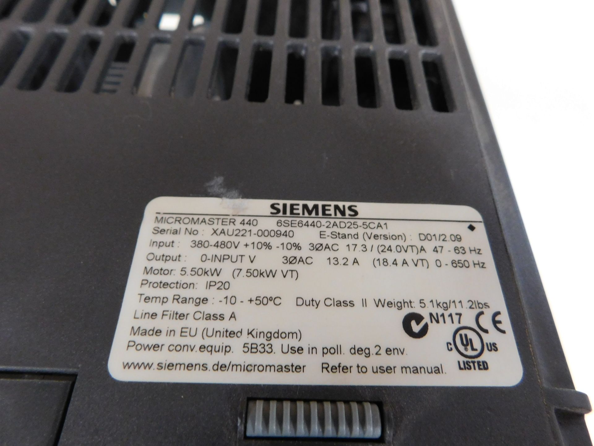 SIEMENS 6SE6440-2AD25-5CA1 DRIVE - Image 3 of 3