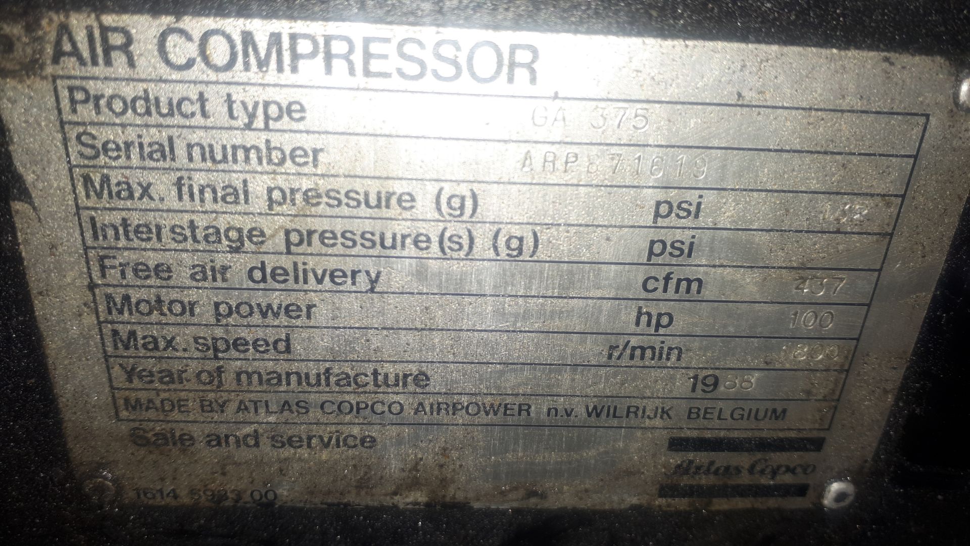 Atlas Copco Air Compressor - Image 5 of 5