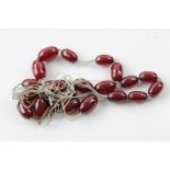 True Vintage CHERRY AMBER BEAD Necklace PIN TESTED, For Restringing (113g)