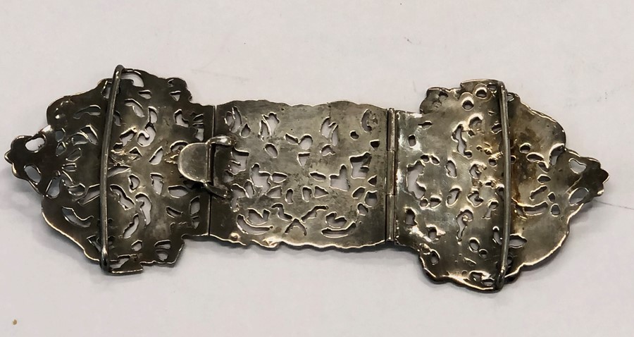 Antique hallmarked 1894 Birmingham silver nurses belt buckle (86g) - Image 5 of 6