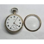 Omega pocket watch winds and ticks gold plated wear to the plating case looks in good condition glas