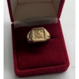 Vintage 9ct masonic ring full 9.375 gold hallmarks