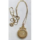 Vintage gold and pearl set picture locket with 9ct gold chain locket measures approx 30mm by 23mm ch